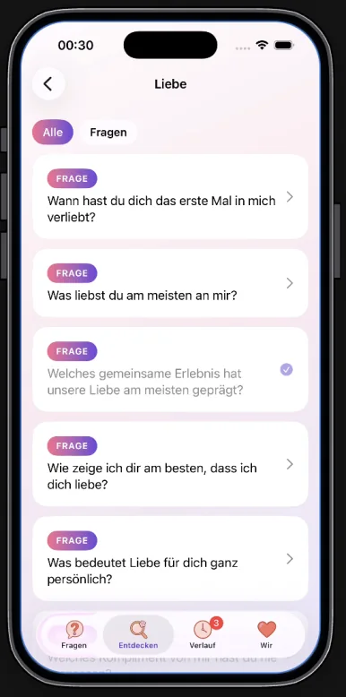 Liebesfragen in der ever2 Paar-App